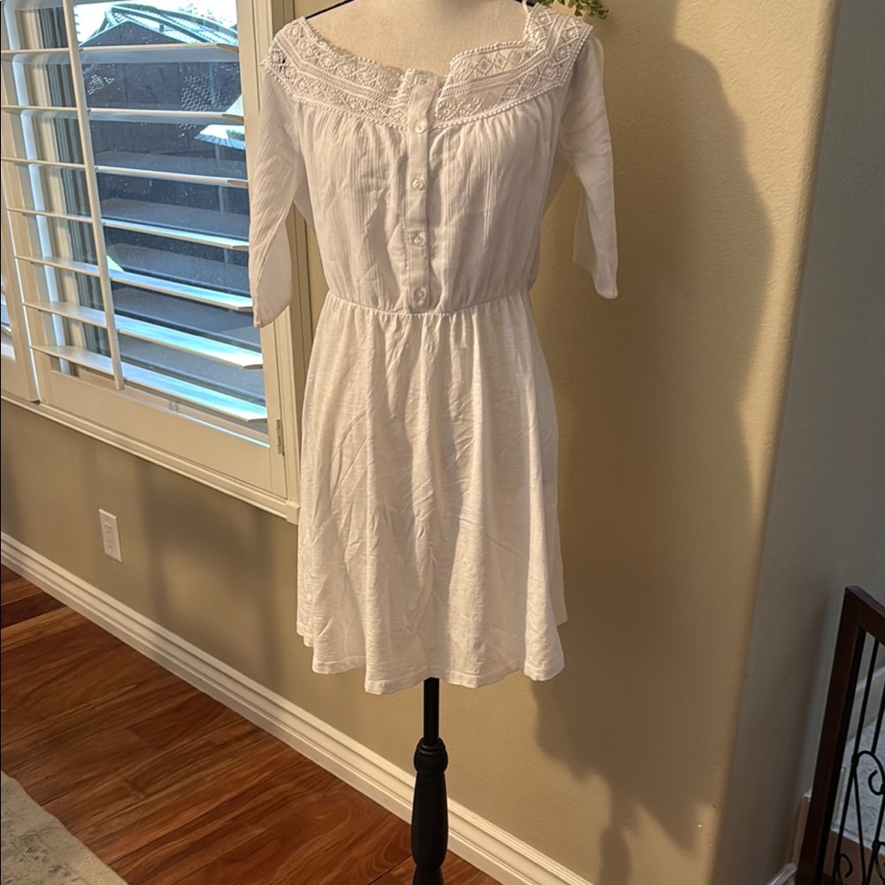 White Lace Button-Up Dress TopShop